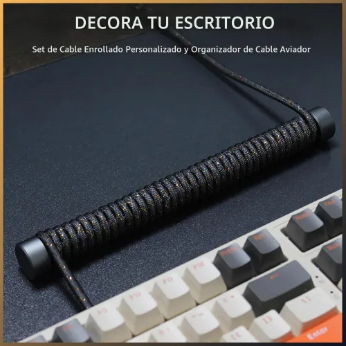 Vista 6 de ATTACK SHARK Bobinadora de cable de teclado en espiral, varilla fija de 7.87 pulgadas, compatible con GunMjo/RK61/EPOMAKER Mix 99% cable USB C Negro