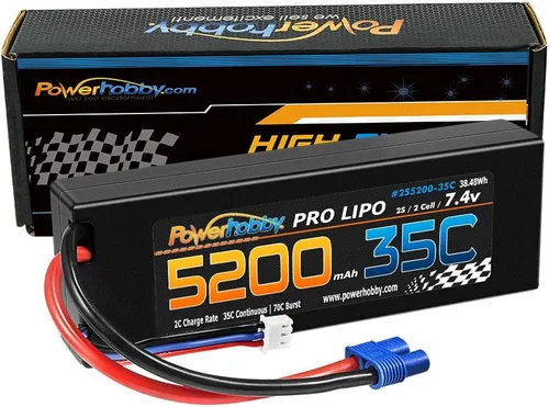 Vista 7 de Powerhobby 2S 7.4v 5200mah 35c Lipo Batería con EC3 Plug 2-Cell (paquete de 2) Compatible con: Losi Proboat ECX Vaterra