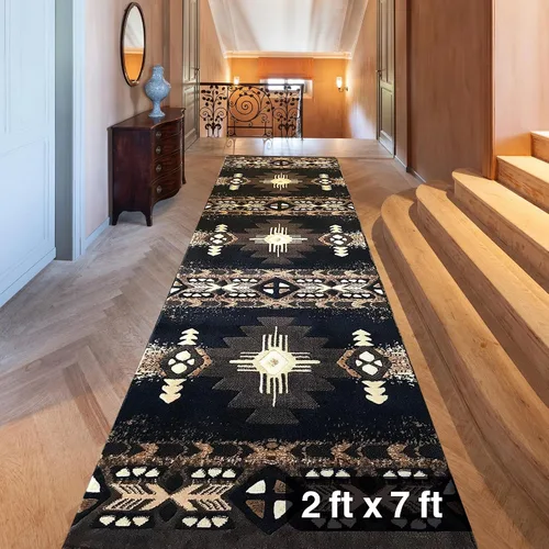 Vista 108 de YHSF South West - alfombra estilo nativo americano del suroeste C318 - fácil de limpiar, gruesa, suave, duradera, alfombra inspirada en tribus