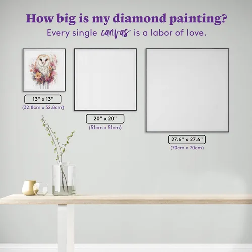 Vista 4 de DIAMOND ART CLUB Austere - Kit de pintura de diamante de búho, manualidades divertidas para adultos, lienzo de arte de diamante redondo, 13 x 13