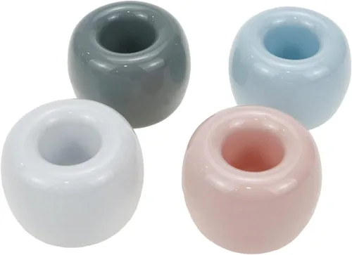 Vista 6 de 4 unids mini cerámica cepillos de dientes portátil baño accesorios organizador pareja azul baño cepillo cepillo soporte redondo