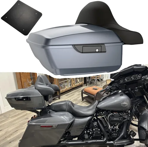Vista 59 de Moto Onfire King Tour - Maletero con almohadilla de respaldo para Harley Touring 1997+ (Barracuda Silver)