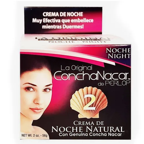 Vista 2 de Crema de noche ConchaNacar De Perlop #2. Hidratante y rejuvenecedor natural para la piel. Tratamiento antienvejecimiento. 2 oz / 56 g. Paquete de 3