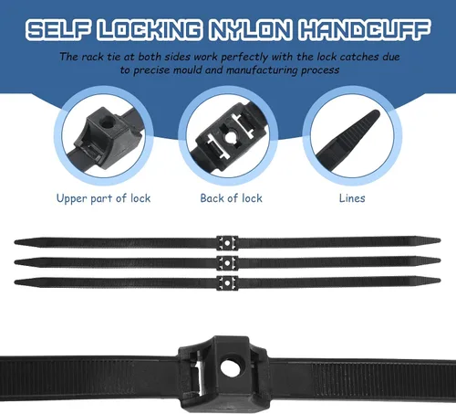Vista 4 de Shappy 30 piezas de puños flexibles de nailon con doble cremallera, bridas de cables de doble abrazadera, puños de mano resistentes, resistencia