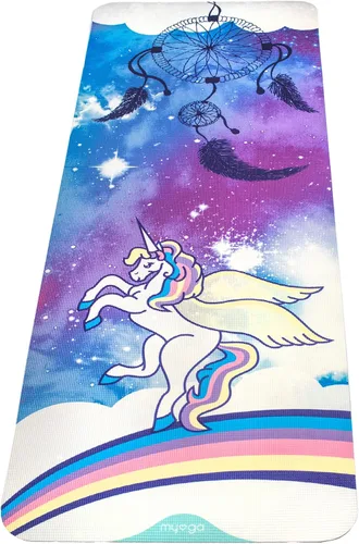 Vista 4 de Myga Childrens Yoga Mat,Eco-Friendly Printed Yoga, Exercise and Fitness Mat for Kids,Features 8 Yoga Poses on the Reverse,Non-Slip, Extra Grip and
