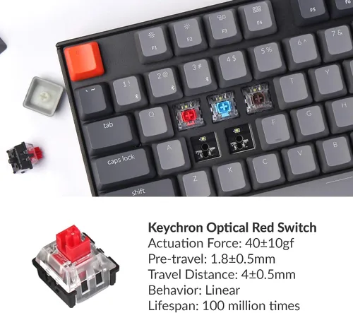 Vista 8 de Keychron K8 Teclado mecánico inalámbrico sin teclas para Mac retroiluminación RGB intercambiable en caliente Bluetooth multitarea teclado de juego