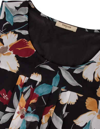 Vista 9 de Timeson - Camiseta de gasa sin mangas, blusa tipo túnica informal de doble capa para mujer