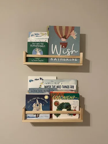 Vista 5 de Gneric Estantes flotantes para pared, estantes de libros Burlywood para guardería, estantería infantil de 15.7 pulgadas, estantes de pared