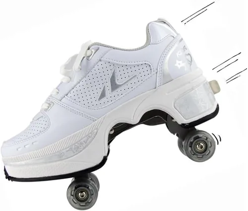 Vista 4 de Patines para mujeres, zapatos con ruedas para niñas, zapatos retráctiles para niños, zapatos de parkour para adultos, patines en línea, patines