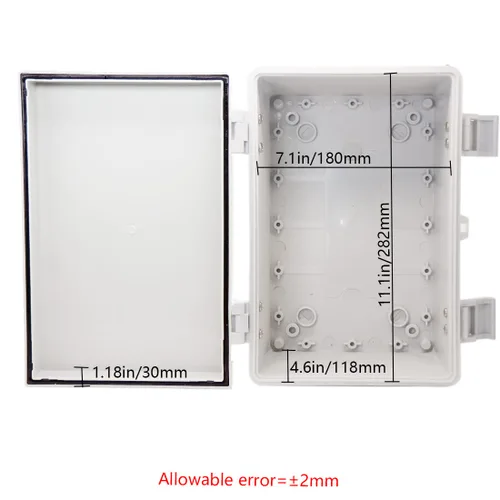 Vista 3 de Zulkit - Caja de conexiones plástico ABS impermeable IP65 - Cajas eléctricas con carcasa con bisagras para exteriores universales - Recinto