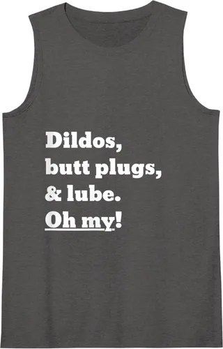 Vista 4 de Consoladores, tapones y lubricante. ¡Oh my! Camiseta sin mangas, Negro, S