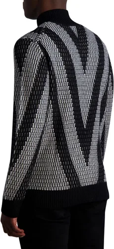 Vista 3 de Karl Lagerfeld Paris Men's Jacquard Half Zip Sweater