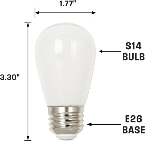 Vista 3 de Westinghouse 5282000 - Bombilla LED de filamento esmerilado S14 de 1 vatio (equivalente a 15 vatios), base media
