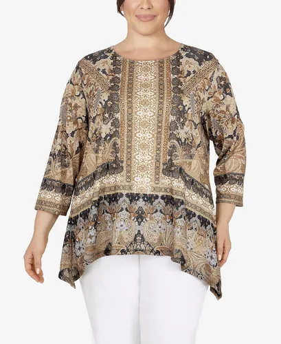 Vista 6 de Ruby Rd. Top de sublimación con estampado de espejo para mujer de talla grande