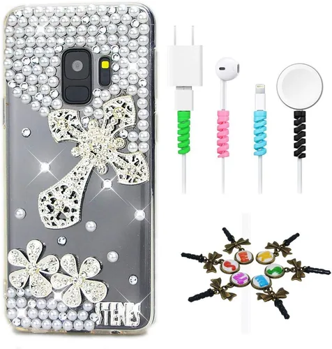 Vista 17 de Sparkle Funda compatible con Samsung Galaxy J2 Prime – Elegante funda 3D hecha a mano con diseño de estrella de mar y paloma de mar y paloma