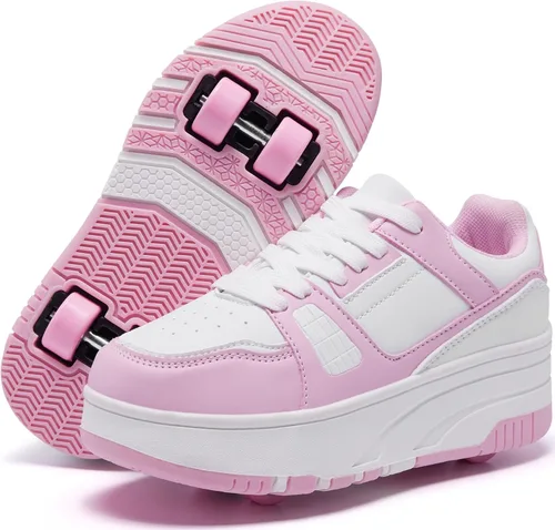 Vista 12 de Zapatillas con ruedas para patinar para niños, niñas y niños, con ruedas desmontables y estilo de moda