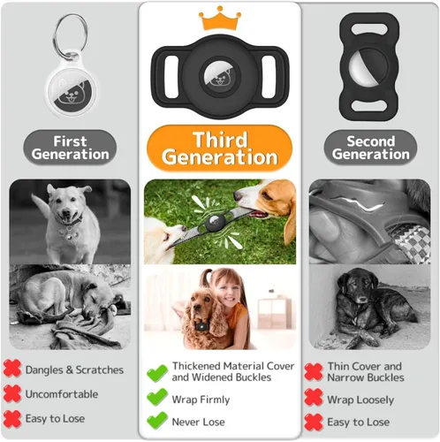 Vista 2 de Soporte para collar de perro: Paquete de 2 soportes de silicona suave para perros y gatos, funda protectora resistente para rastreador de perros