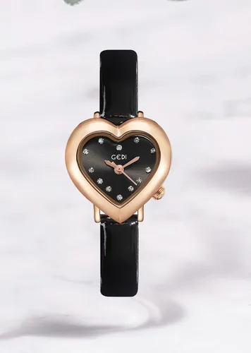 Vista 8 de MASTOP Reloj de lujo para mujer, con forma de corazón, correa de piel, cuarzo, impermeable, elegante, informal, para mujer