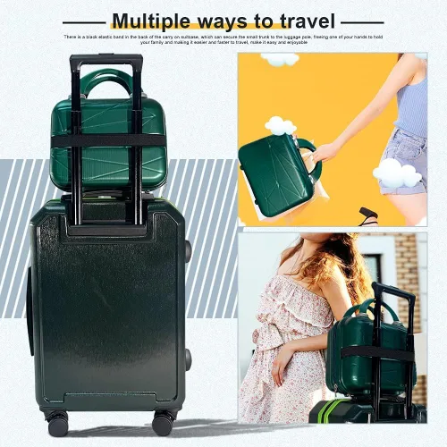 Vista 8 de Estuche de maquillaje de carcasa dura, H003-verde-12 pulgadas