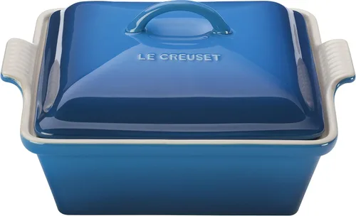Vista 2 de Le Creuset - Cacerola cuadrada cubierta de gres Heritage, 2.36 litros (9"), blanco