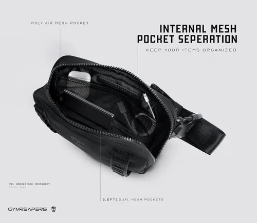 Vista 5 de Gymreapers Bolsos cruzados pequeños de viaje para hombres y mujeres con bolsillo oculto, riñonera cruzada impermeable para hombres con cinturón