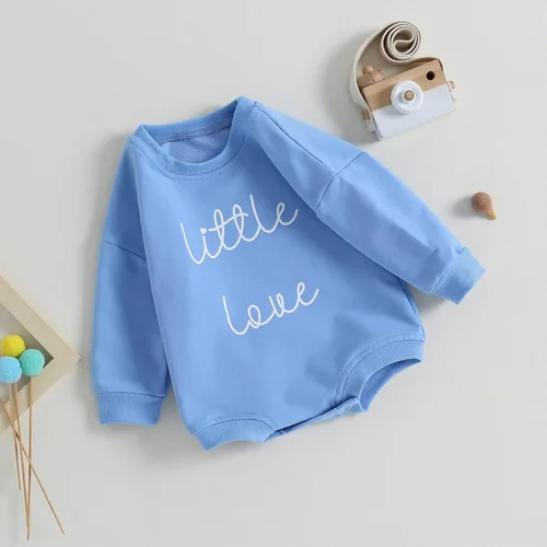 Vista 3 de Pivanzore Mameluco de otoño para bebés y niñas, de manga larga, con estampado de letras, suéter de gran tamaño, para otoño e invierno