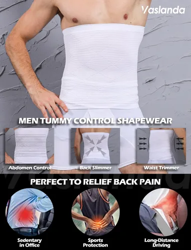 Vista 2 de Faja de compresión para hombre con control de abdomen, faja de compresión para adelgazar el cuerpo, faja de grasa para el vientre, banda