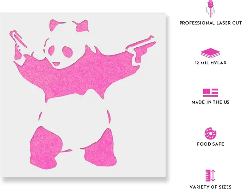 Vista 2 de Plantilla de Banksy Panda with Guns, plantilla divertida, plantilla de panda de Banksy, plantilla de Banksy, plantilla de Banksy, plantillas