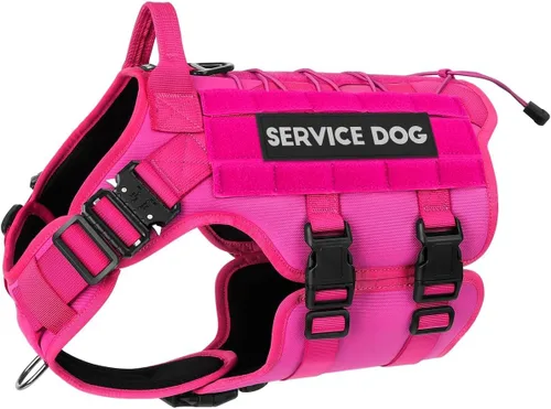 Vista 26 de PETNANNY - Chaleco táctico para perro de servicio - Arnés de apoyo emocional sin tirones con parches de gancho y bucle y sistema Molle para Negro