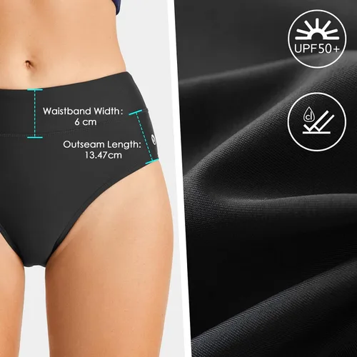 Vista 2 de BALEAF Parte inferior de bikini modesta para mujer cintura alta parte inferior de traje de baño de cobertura completa