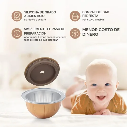 Vista 5 de Cápsulas Vertuo reutilizables 2 unidades + cápsulas Vertuoline recargables vacías - 80+150+7.8 fl oz cada 3 piezas para máquina de café Vertuoline