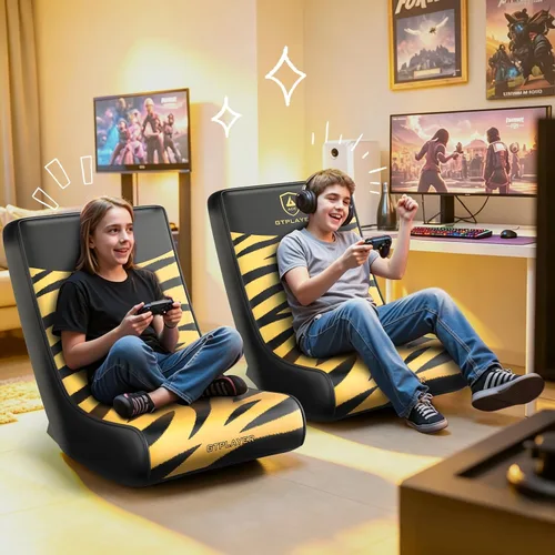 Vista 4 de GTPLAYER Silla mecedora de suelo para juegos – Sillas de juego rodantes con limitador de ángulo, asiento de suelo oscilante para jugadores, compacta