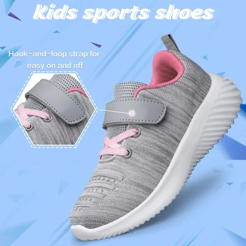 Vista 3 de Wonvatu - Tenis para niños pequeños con correa para caminar y correr Tenis atléticos para correr