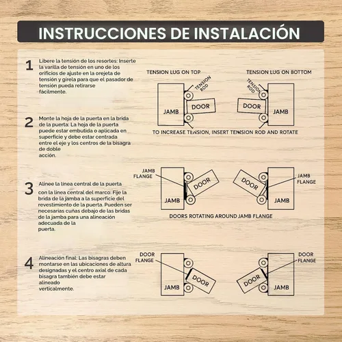 Vista 7 de Hinge Outlet Bisagras de Resorte Ajustables de Doble Acción, Bisagras para Puertas de Salón, Batientes o de Cafetería – Altamente Resistentes al