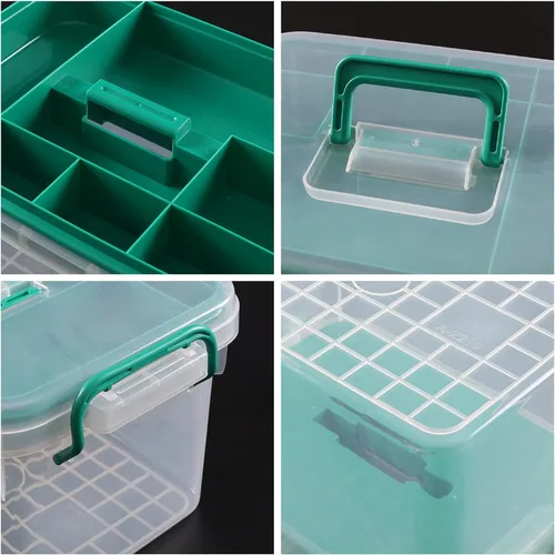 Vista 3 de Vababa - Caja de primeros auxilios transparente, contenedor de almacenamiento de plástico con tapa de bloqueo Secure Locking Latch Lid, Removable