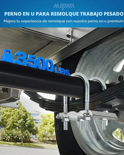 Vista 2 de Kit de pernos en U para remolque de alta resistencia para eje de remolque de 3,500 libras Ejes redondos de 2-3/8 pulgadas Perno U de 5-1/2 1
