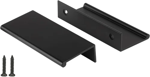 Vista 12 de Peaha Paquete de 10 manijas de gabinete de cocina de 1-5/16 pulgadas, tiradores negros para cajones de tocador, borde de puerta, tiradores de dedo