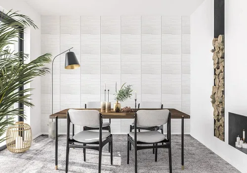 Vista 9 de Panel de azulejos de pared o techo rectangular de PVC de alta calidad de 19.7 x 19.7 pulgadas, paquete de 12 unidades de color blanco mate de 32