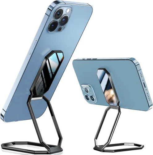 Vista 8 de A-LuGei Soporte de anillo de teléfono plegable y ajustable, agarres adhesivos para teléfono celular, soporte de patada para teléfono para Negro