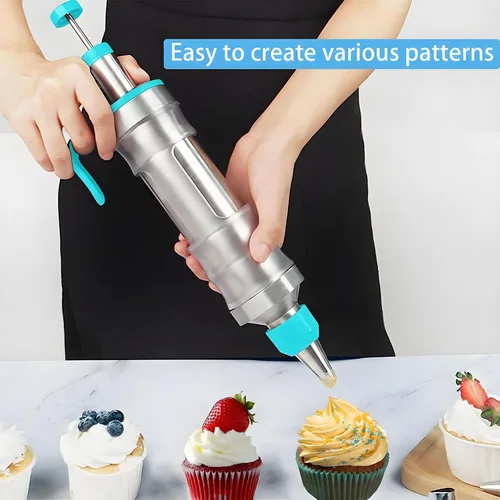 Vista 3 de Juego de jeringas para decoración de postres, kit de tuberías de glaseado, azul