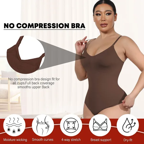 Vista 2 de Body sin costuras para mujer con control de abdomen, moldeador de cuerpo, tanga moldeadora