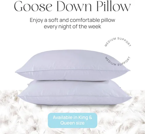 Vista 3 de East Coast Bedding Down and Feather Bed Pillow King Size Medium Support 10/90 Down Feather Fill 100% Cotton Shell 2 Pack