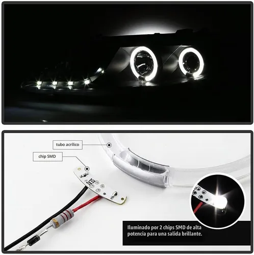 Vista 6 de ACANII - Para [modelo halógeno solamente] 2003-2006 Mazda 6 LED Halo DRL carcasa negra proyector faros delanteros izquierdo+derecho