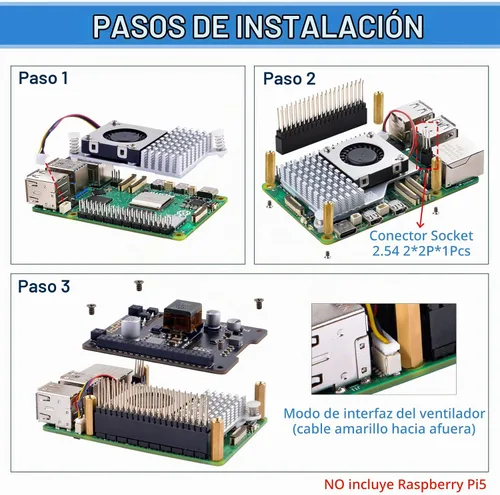 Vista 7 de GeeekPi P30 PoE+ HAT para Raspberry Pi 5, con enfriador activo oficial Pi 5