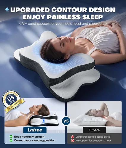 Vista 2 de Almohadas de espuma de memoria que duerme dulce, almohada ergonómica inodoro del cuello del contorno Blanco