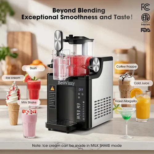 Vista 3 de 5-in-1 Slushie Machine with No Pre-Freeze Ice Cream Maker Function