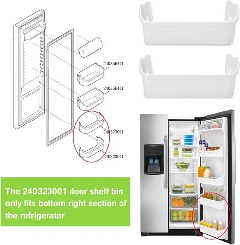 Vista 4 de UPGRADADO 240323001 Estante de puerta de refrigerador de repuesto, compatible con Frigidaire FFHS2622MSJ FRS6LR5EB2 FGHS2644KF2 FRS6R4EW2