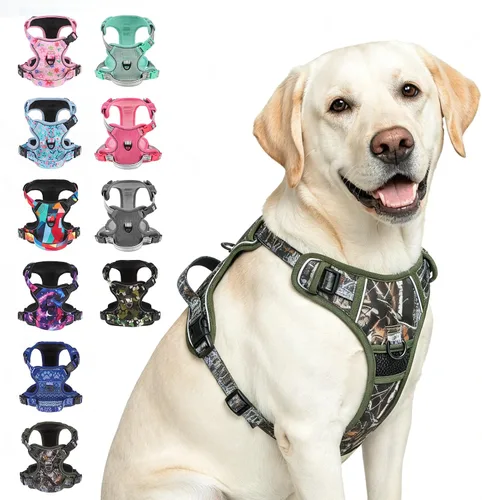 Vista 50 de BEAUTYZOO Juego de arnés y correa para perro sin tirones, chaleco para Verde militar
