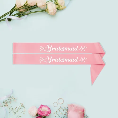 Vista 2 de Juego de 2 bandas de dama de honor de oro rosa para despedida de soltera, decoración de boda