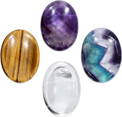Vista 8 de SUNYIK Piedras de cristal pulido ovaladas para la preocupación del pulgar, piedra curativa de palma de bolsillo para aliviar la ansiedad